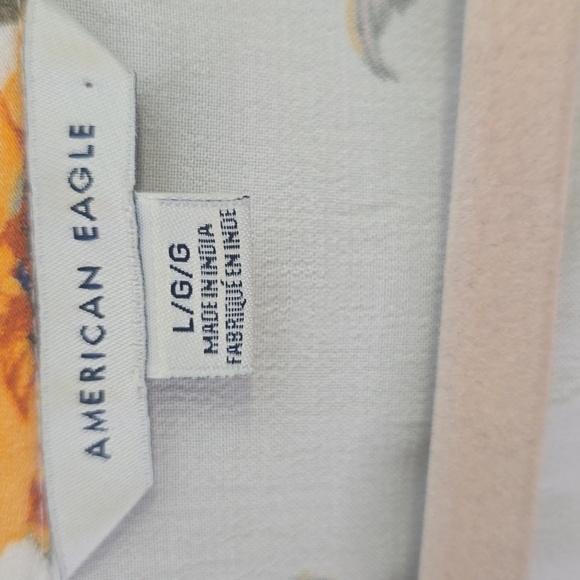 American Eagle Outfitters Floral Blouse - Cream and Orange, Size L - Picture 3 of 4